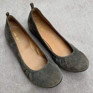 Nine West O-Carmen Greenish Taupe Suede Ballet Flats